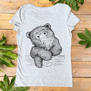 'Cocktail Bear' Scoop Neck T-Shirt - Back Print