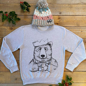 christmas jumper with bear grey