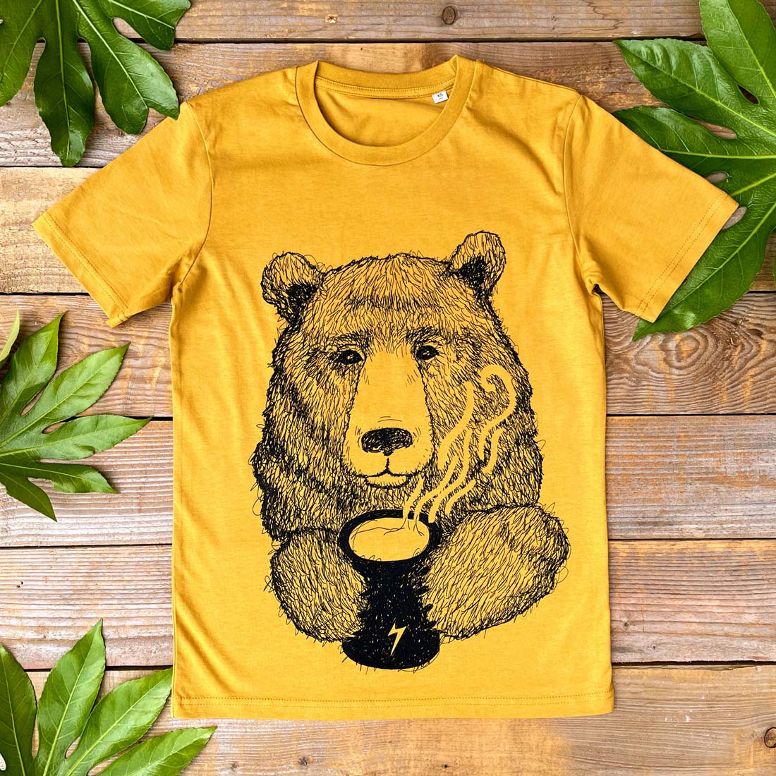 bear drinking coffee tshirt