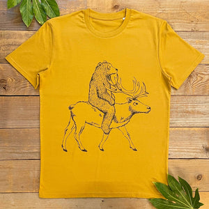 bear and reindeer mustard tshirt