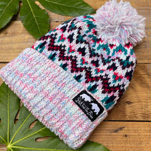 pink pom pom winter hat