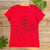 red womens tee with reindeer