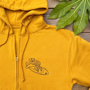 men's mustard hoodie with bear