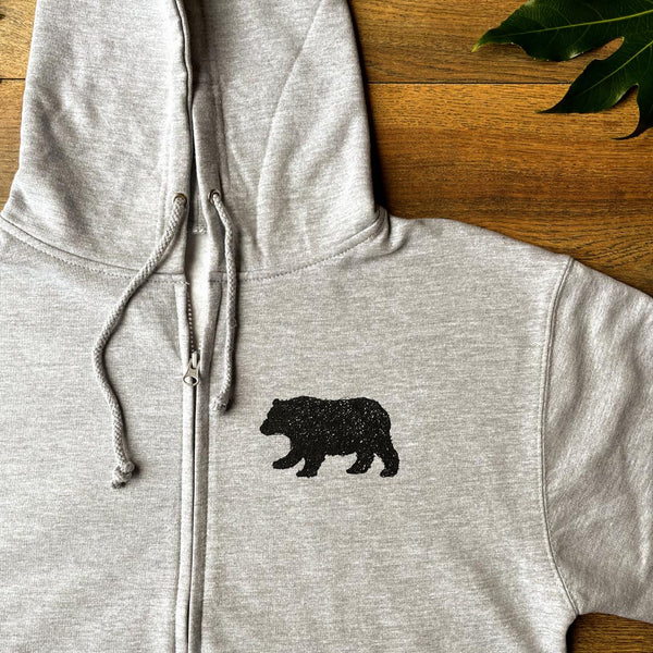 little walking bear hoodie grey