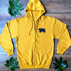 little walking bear hoodie mustard