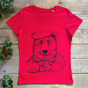 red tee with christmas bear