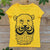 yellow t-shirt with bear with moustache